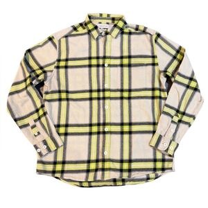 Urban Outfitters Black Cream & Chartreuse Plaid Button-Down Shirt | Size‎ M